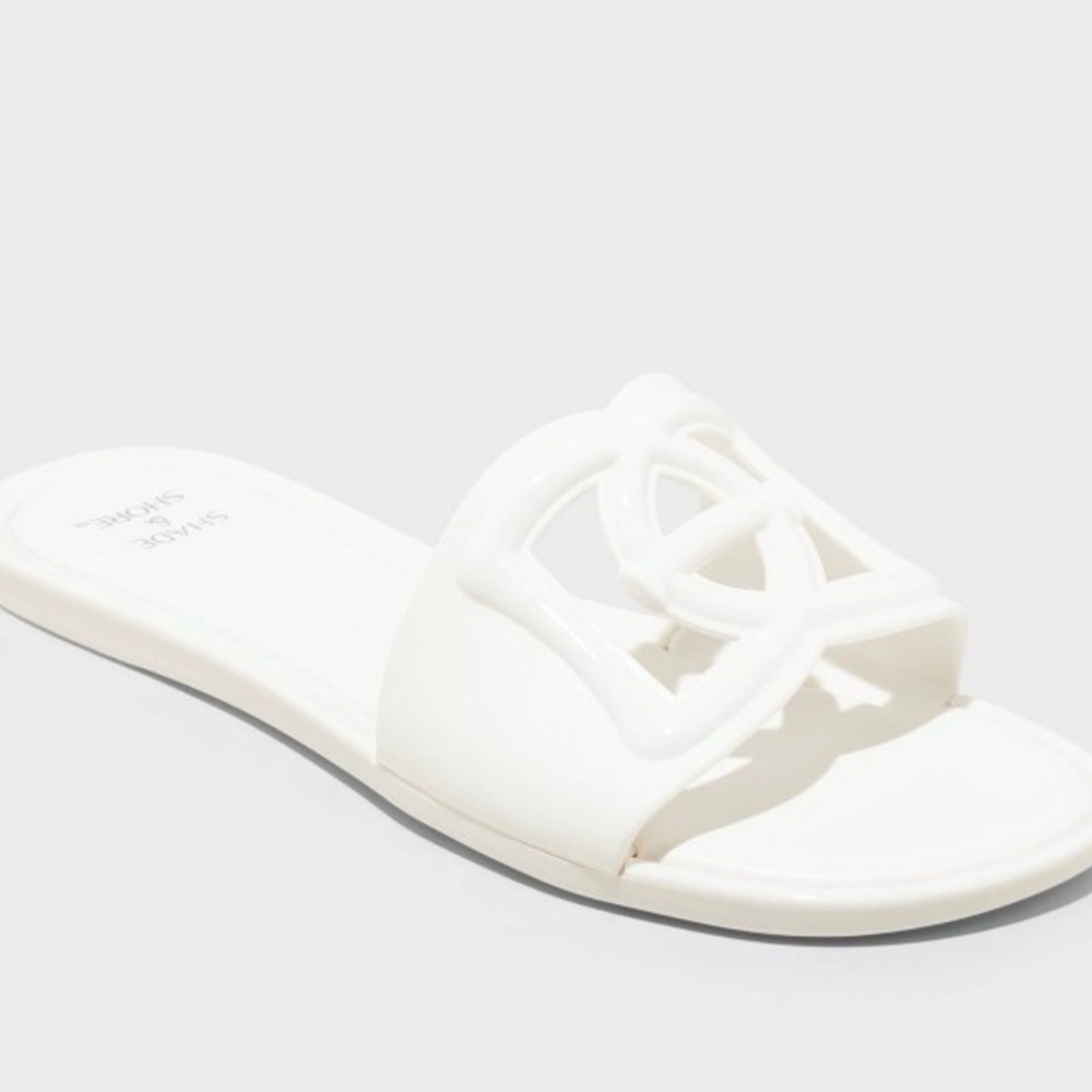 White Slide Sandals